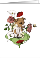 Thinking of You - A Posie of Pretty Flowers with a Puppy card