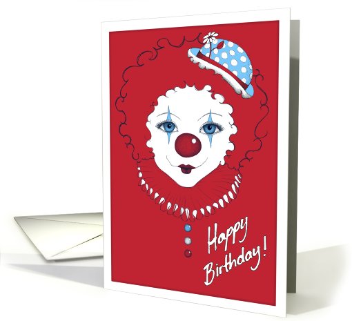 Happy Birthday! from a cute clown with a big red nose card (708721)