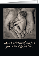 Sympathy for Miscarriage with a Tiny Baby Held in God’s Hands card