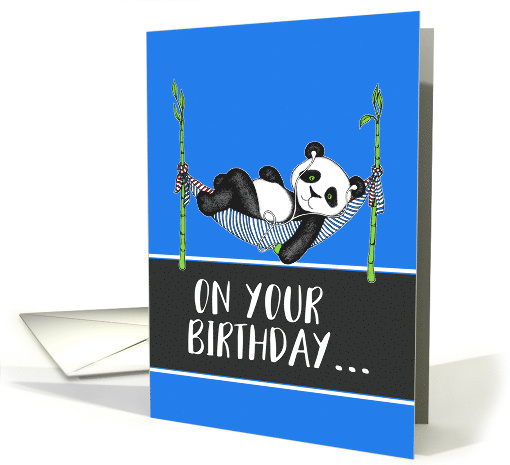 Cute Panda Relaxing and Listening to Music on Your Birthday card