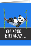 Cute Panda Relaxing and Listening to Music on Your Birthday card