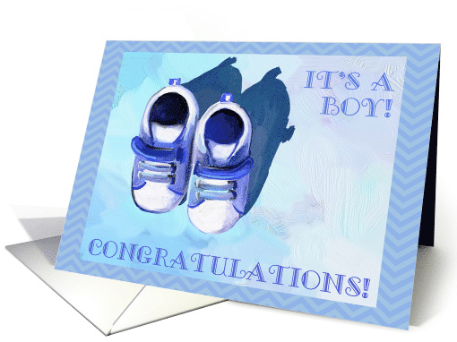 Congratulations on Your New Baby Boy with Painting of Blue Shoes card