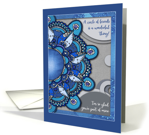Happy Birthday Friend with Blue Mandala Doodle Design card (954505)