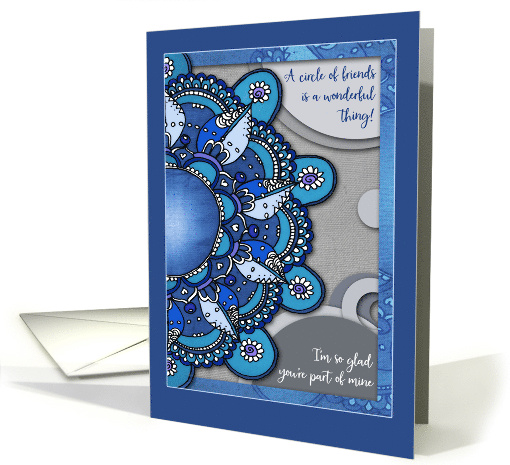 Happy Birthday Friend with Blue Mandala Doodle Design card (954505)