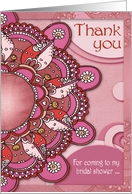 Thank you for coming to my bridal shower, mandala doodle design. card