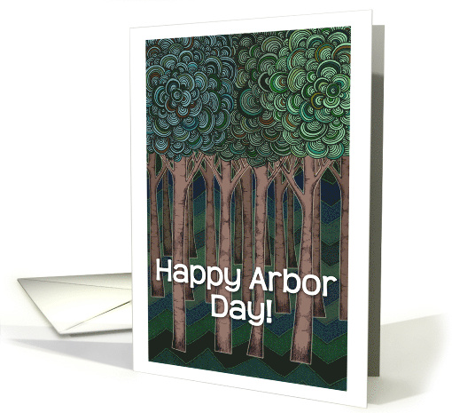 Happy Arbor Day Hand Drawn Doodle Tree Illustration card (956359)