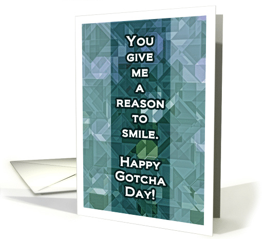 Happy Gotcha Day with Blue and Green Geometric Design card (957817)