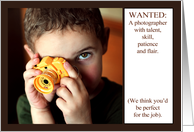 Be our photographer,...