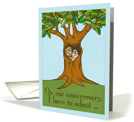 On Our Anniversary with Heart and Two Cute Owls in a Tree card