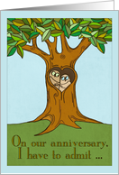 On Our Anniversary with Heart and Two Cute Owls in a Tree card