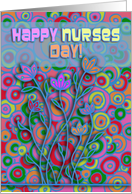 Happy Nurse’s Day, bright and cheerful circles and flowers. card