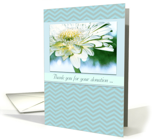 Thank You for Your Donation with White Daisy and Chevron Pattern card