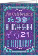 Birthday Party Invitation, 60th Birthday, humor, teal, purple daisies. card
