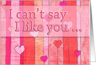 Valentine I Don’t Like You I Love You with Pink Stripes and Hearts card