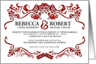 Fancy Maroon Red Border Modern Wedding Invitation card