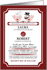 Wedding Celebration Love Birds Maroon Red White & Pink Invite card