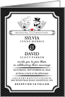 Wedding Celebration Love Birds Black & White with Red Heart Invite card