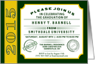 Green & Gold Ticket Style Custom Graduation Invitation card