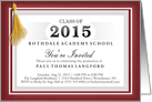 Maroon Red Diploma with Gold Tassel Style Custom Graduation Invitation card