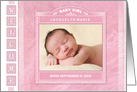 Baby Girl - Pink Welcome Photo Birth Announcement card