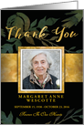 Thank You Elegant Black & Gold Floral Custom Photo Memorial Card