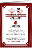 Wedding Love Birds Red Pink White Together with Their Families Invite card