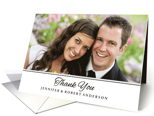 Black & White Modern Wedding Photo Thank You card (1350044)