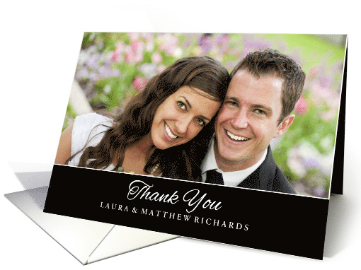 Black & White Custom Wedding Photo Thank You card (1350064)