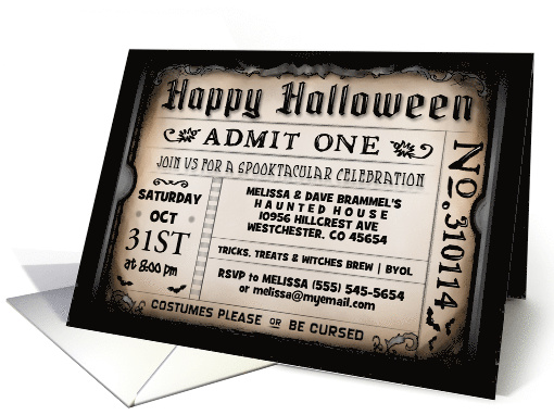 Happy Halloween SpookyTicket Party Invitation, Customize card