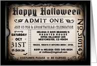 Happy Halloween SpookyTicket Party Invitation, Customize card