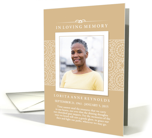 Gold & White Custom Photo In Memory of Thank You card (1352626)