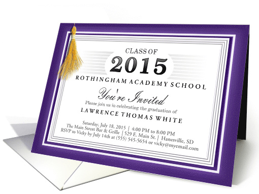 Purple Diploma with Gold Tassel Custom Graduation Invitation card