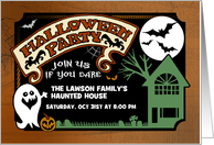 Halloween Party - Join Us if You Dare Vintage Ghost Invitation card