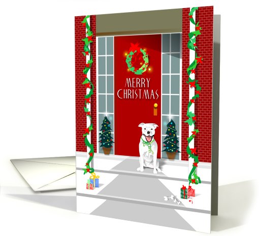Merry Christmas - Pit Bull Dog - White card (686143)