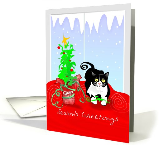 Season's Greetings - Cat with Catnip card (686638)