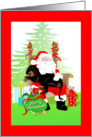 Merry Christmas - Black Coonhound dog on Santa’s lap card