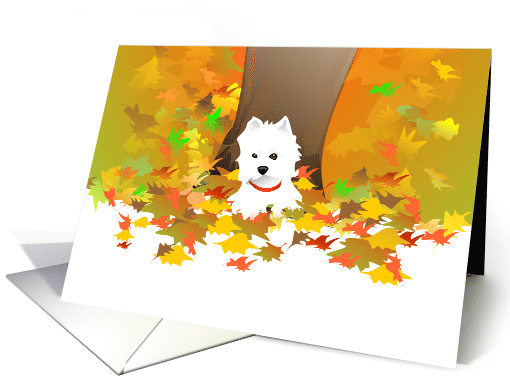 Autumn - West Highland Terrier and fall leaves card (690300)