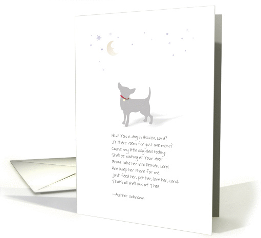 Little Dog Pet Sympathy (Female Dog) - Moon & Stars with Poem card