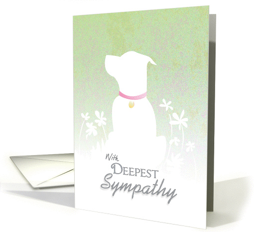 Dog Sympathy - Pit Bull Dog Silhouette with Flowers - Red Collar card