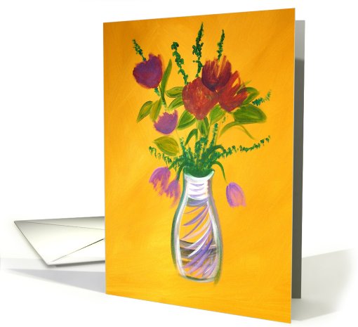 White Vase with Purple Flowers card (677485)