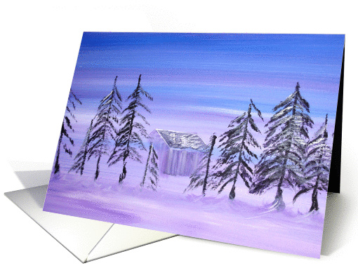Winter Scene with cabin card (677498)