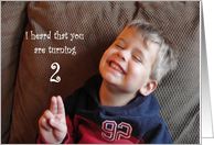 Happy Birthday Turning 2 - boy holding two fingers card