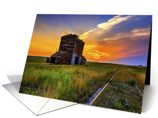 Grain Elevator at Sunset - All occasion card (1323186)