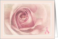 Soft Pink Rose with Breast Cancer Ribbon - Get Well card