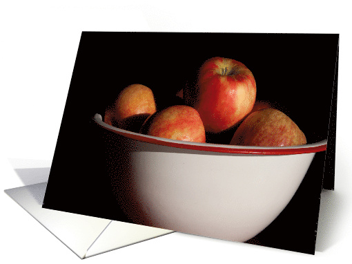 Autumn Apples on Black in a White Bowl card (878614)
