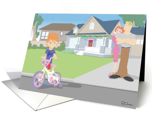Little Boy Hates Bike Christmas Humor card (688943)