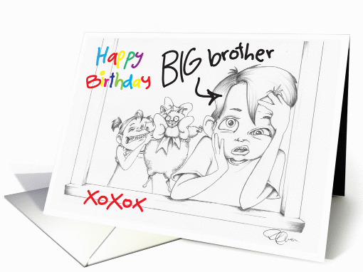 Happy Birthday big Brother from little Sister card (789553)