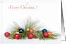 Merry Christmas! Multicolour Ornaments with Christmas Tree on White card