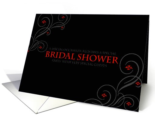 Bridal Shower Invitation- Vines and Flowers Black and Red card