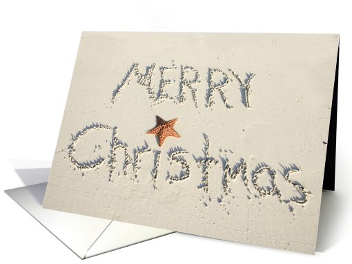 Merry Christmas greeting written in sand card (690383)